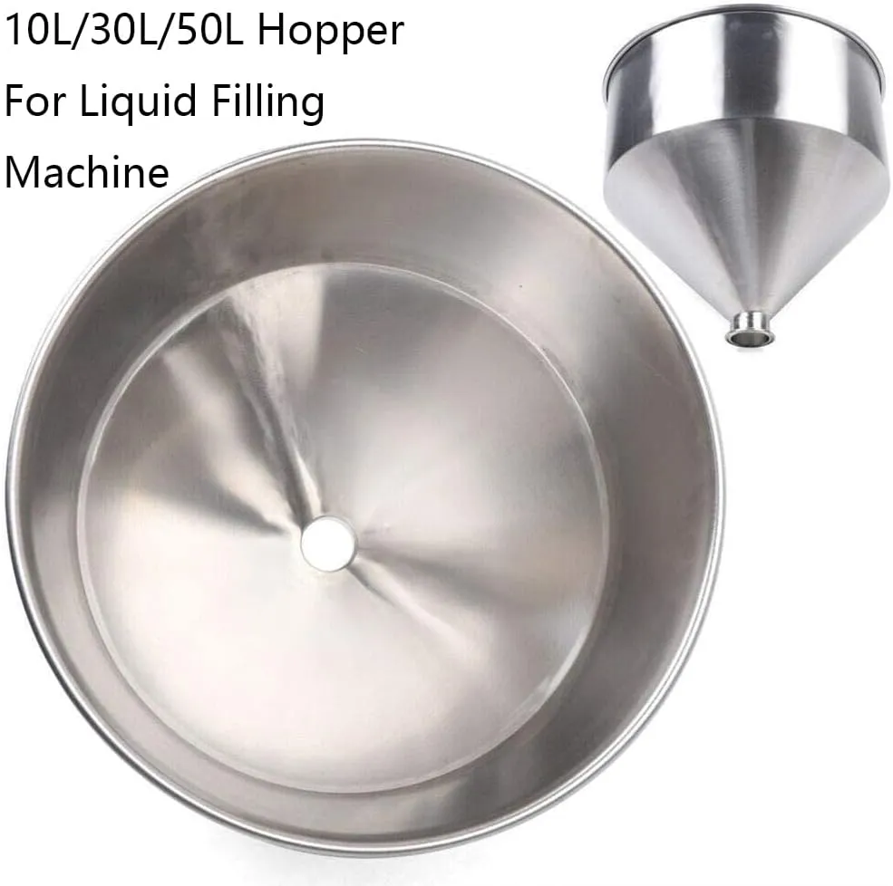10-50L Filling Machine Hopper 304 Stainless Steel Hopper Liquid Paste Filling Hopper Heavy Duty Funnel Liquid Filling Container, 64mm, 50L