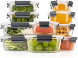 [10-Pack Glass Meal Prep Containers with Lids, Food Storage Containers with Snap Locking Lids, Airtight Lunch Containers, Microwave, Oven, Freezer and Dishwasher