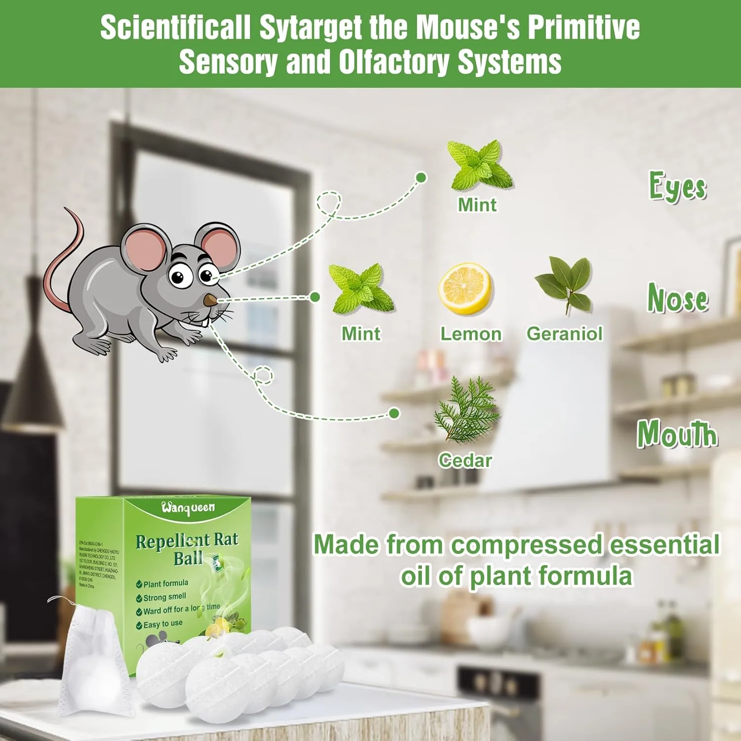 10 Packs Repellent Rat Ball Mouse Repellent, Peppermint Oil to Repel Mice and Rats, Rats Mice Mouse Repellent Deterrent Pest Insect Control