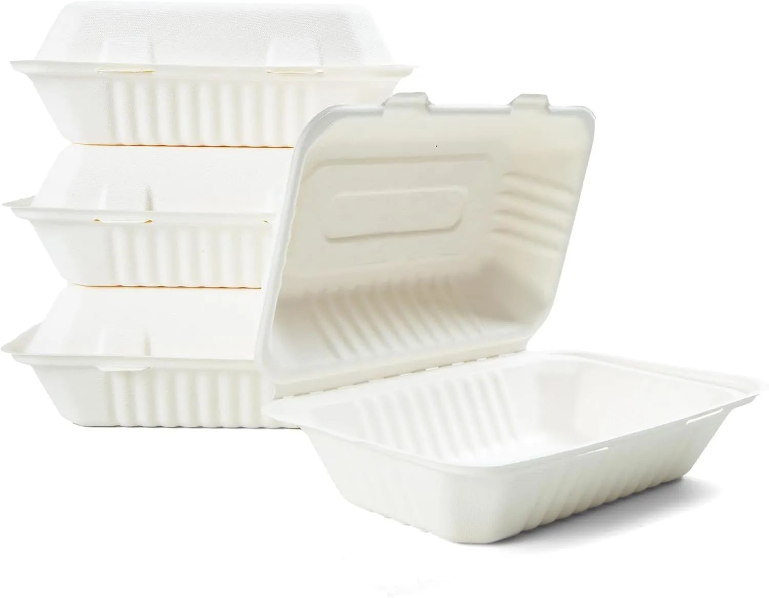 100% Compostable Clamshell Containers - Heavy Duty Disposable Takeout Container [1-Compartment, 9x6x3, 250-Pack] Made of Biodegradable Sugarcane Bagasse, Eco-Friendly To-Go Container