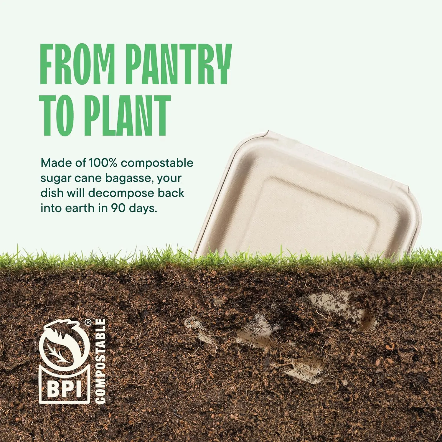 100% Compostable Clamshell Take Out Food Containers [8X8" 3-Compartment 50-Pack] Heavy-Duty Quality to go Containers, Natural Disposable Bagasse, Eco-Friendly Biodegradable Made of Sugar Cane Fibers