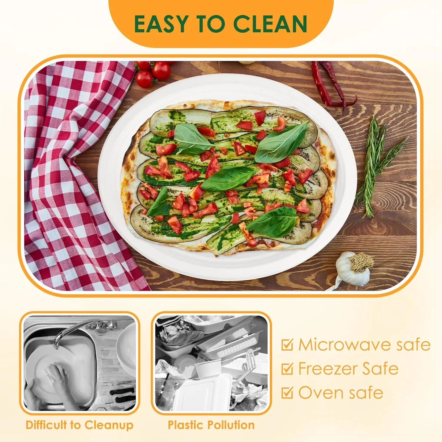 100% Compostable Oval Paper Plates, 12.5Inch 50Pack Disposable Heavy Duty Bagasse Platters Eco-Friendly Biodegradable Sugarcane Plates for BBQ, Party, Picnic - White