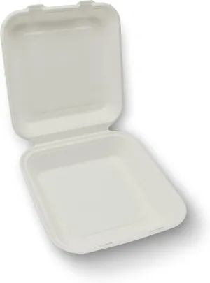 100% Compostable Sugar Cane Fiber Hinged Container, Medium 1-Compartment, 200-Count Case