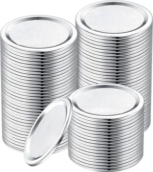 100-Count [Wide Mouth] Canning Lids for Ball, Kerr Jars - Split-Type Metal Mason Jar Lids for Canning - Food Grade Material, 100% Fit & Airtight for Regular Mouth Jars (86mm Wide Mouth（100 Lids）)