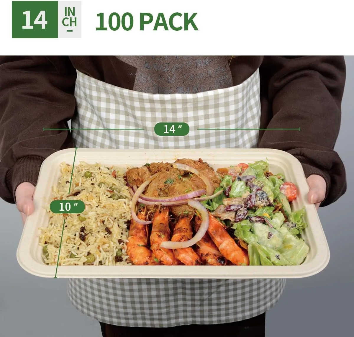 100 Pack 14 inch Extra Large Disposable Food Trays for Crawfish, Crab, Lobster, BBQ, Large Paper Plates 14 inch Disposable Serving Trays for Seafood Boil, Crab Boil Party Supplies