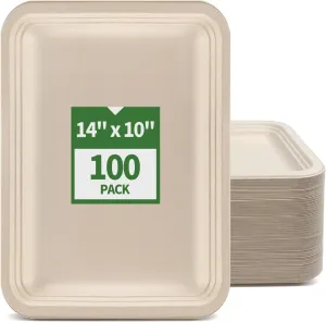 100 Pack 14 inch Extra Large Disposable Food Trays for Crawfish, Crab, Lobster, BBQ, Large Paper Plates 14 inch Disposable Serving Trays for Seafood Boil, Crab Boil Party Supplies