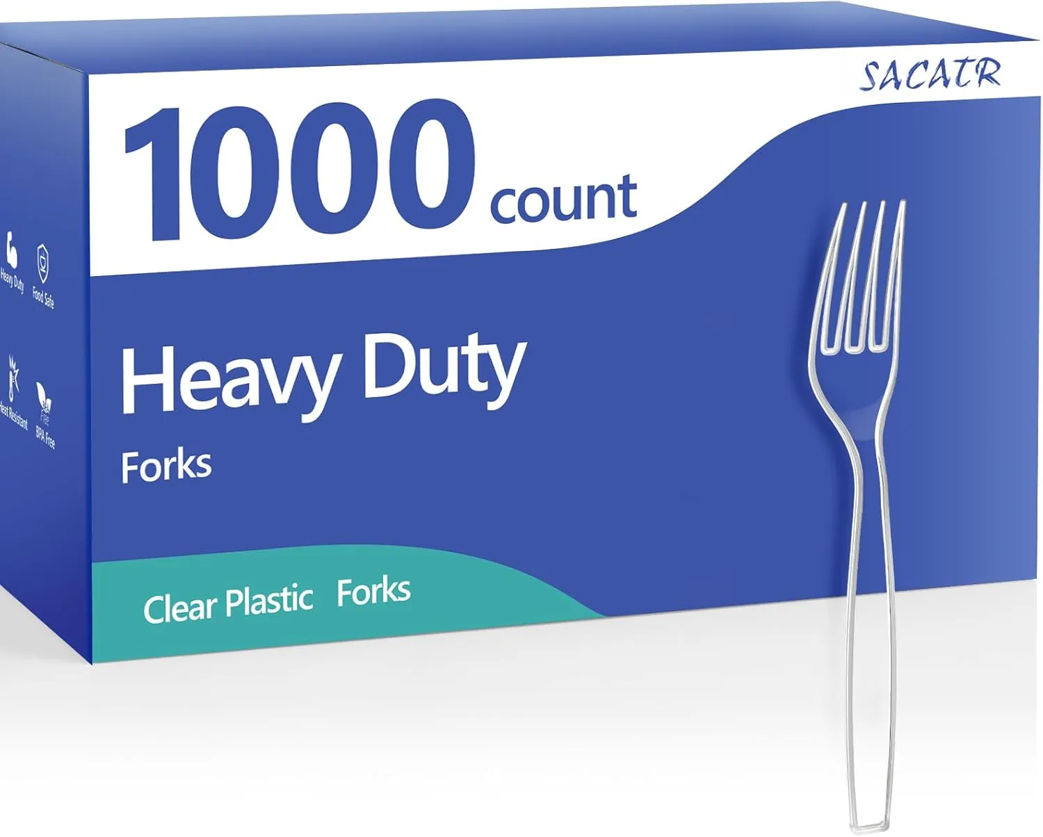 1000 Count Plastic Forks Heavy Duty, Plastic Silverware Clear Forks, Premium Disposable Forks Bulk, BPA-Free, Heat Resistant, Suitable for Parties, Events and Everyday Use