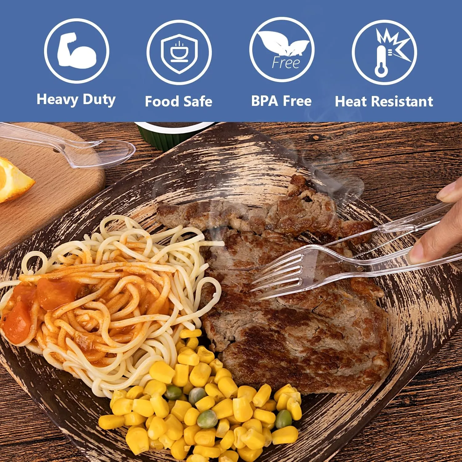 1000 Count Plastic Forks Heavy Duty, Plastic Silverware Clear Forks, Premium Disposable Forks Bulk, BPA-Free, Heat Resistant, Suitable for Parties, Events and Everyday Use