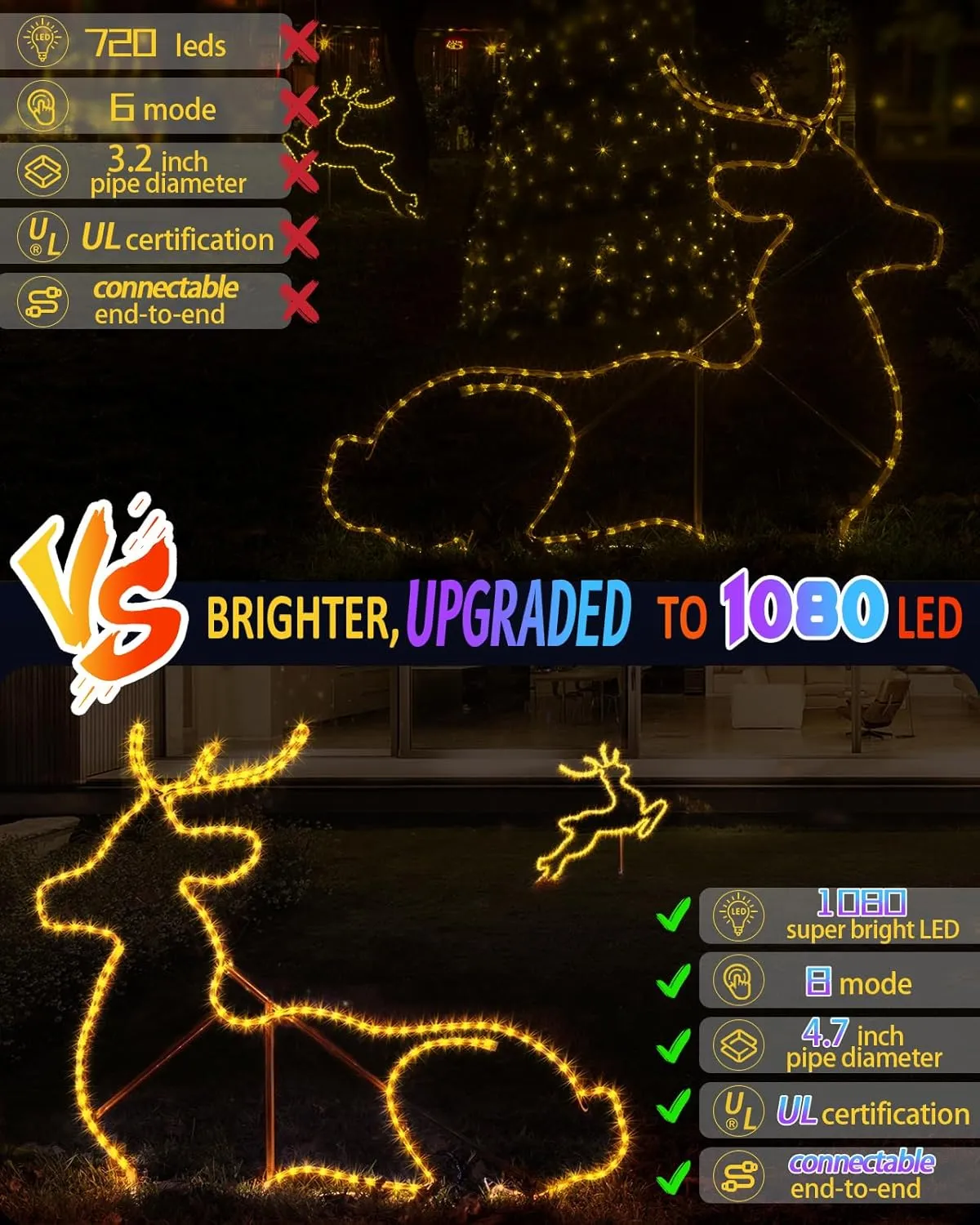 100ft 1080 LED Rope Lights Christmas Outdoor Waterproof, Flexible Connectable Tube Lights with 8 Modes, String Lights Decorative Lighting for Garden Patio Tree Bedroom Xmas Decor(Warm White)