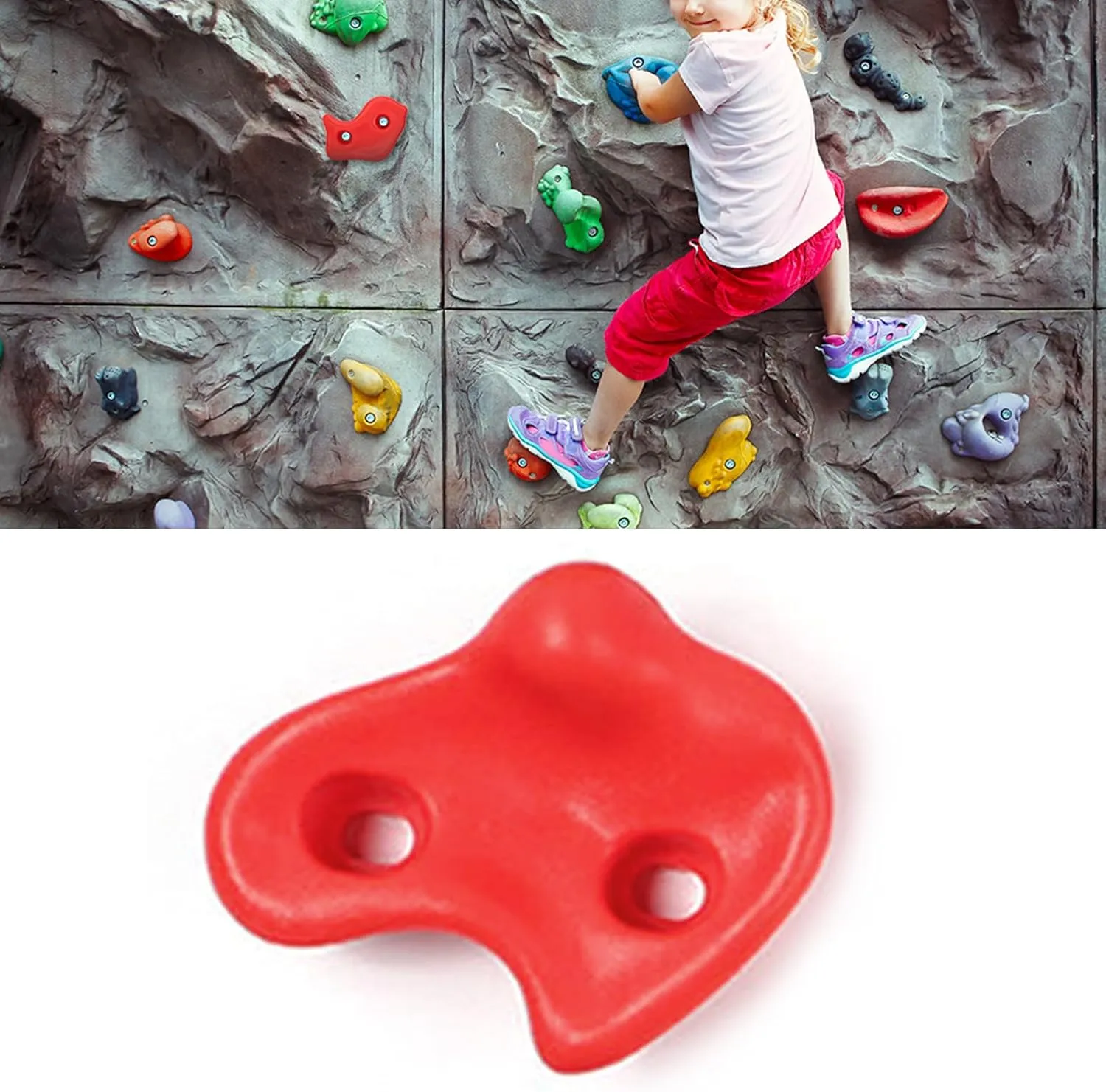 10PCS Rock Climbing Holds PE Ergonomic Comfortable Hand Feeling Climbing Rock Wall Grips for Indoor Outdoor Warrior Obstacle Course Training Playground Mounting Hardware