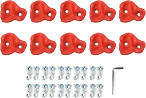 10PCS Rock Climbing Holds PE Ergonomic Comfortable Hand Feeling Climbing Rock Wall Grips for Indoor Outdoor Warrior Obstacle Course Training Playground Mounting Hardware