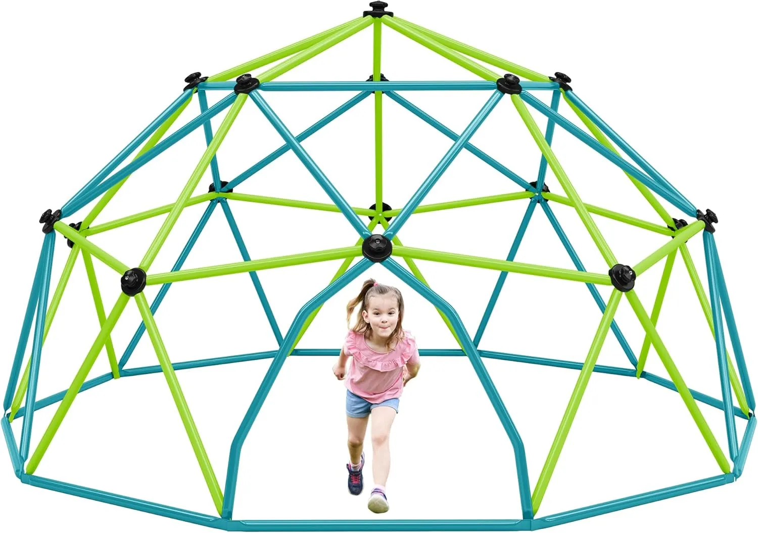 12 Ft Kids Climbing Dome Tower – Jungle Gym Playground with Monkey Bars, Heavy-Duty Steel Frame Supports 1000 Lbs, Outdoor Play Center for Kids (Blue & Green) (Blue   Green)