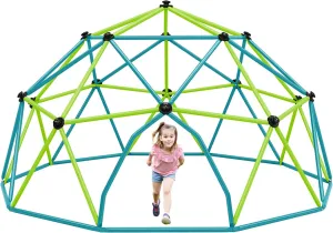 12 Ft Kids Climbing Dome Tower – Jungle Gym Playground with Monkey Bars, Heavy-Duty Steel Frame Supports 1000 Lbs, Outdoor Play Center for Kids (Blue & Green) (Blue   Green)