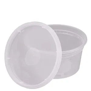 12 Oz. Plastic Deli Food Storage Containers With Airtight Lids [48 Sets]