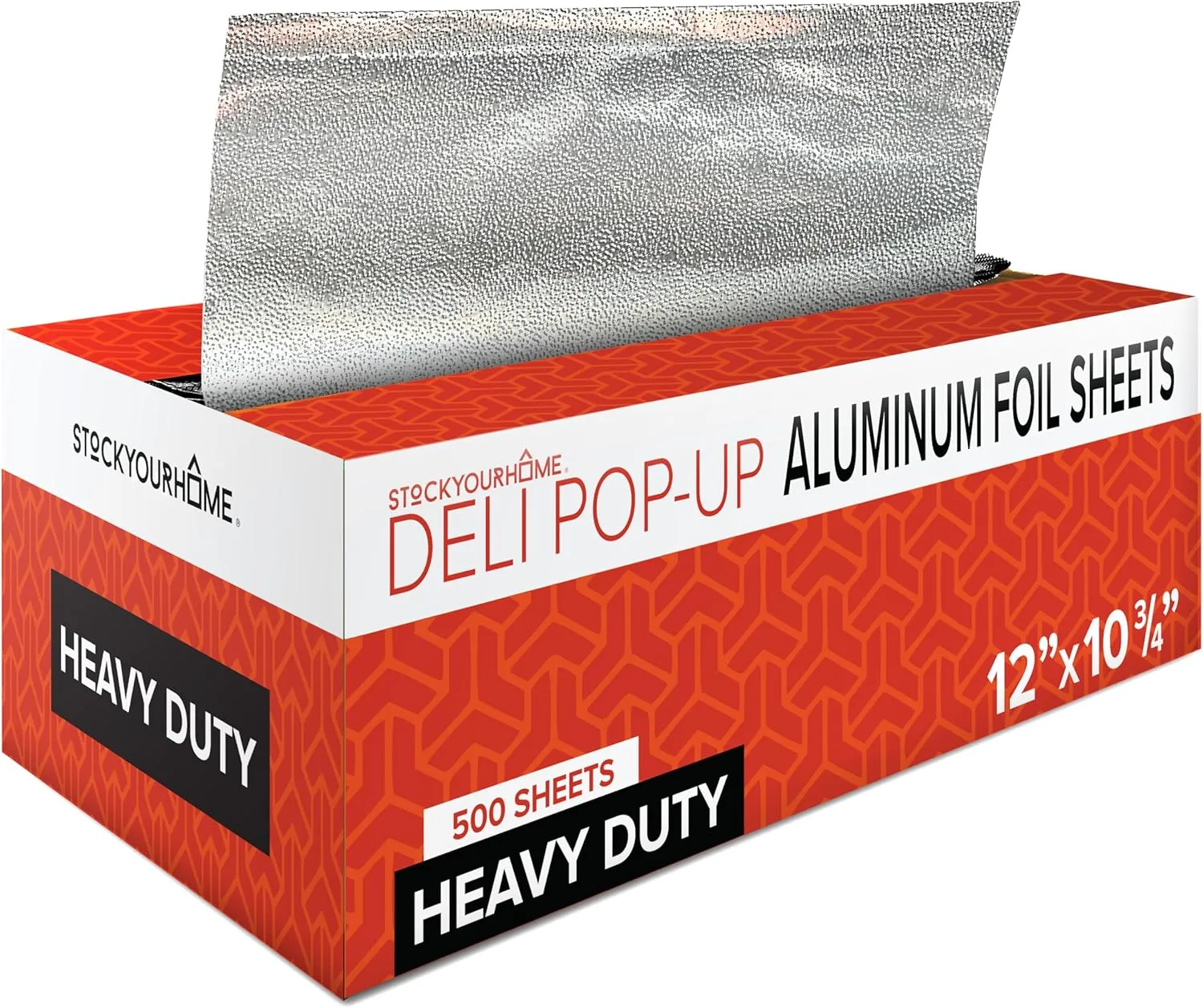 12' Ultra Heavy Duty Pop Up Deli Aluminum Foil, 500 Pre-Cut Sheets, Ideal for Restaurant, Food, Burrito, Hot Dog or Sandwich