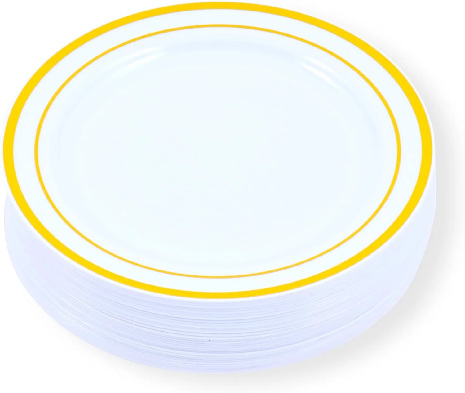 120-Piece Salad Plastic Plates Set - Premium Disposable Plates for Party, Wedding - White with Gold Rim