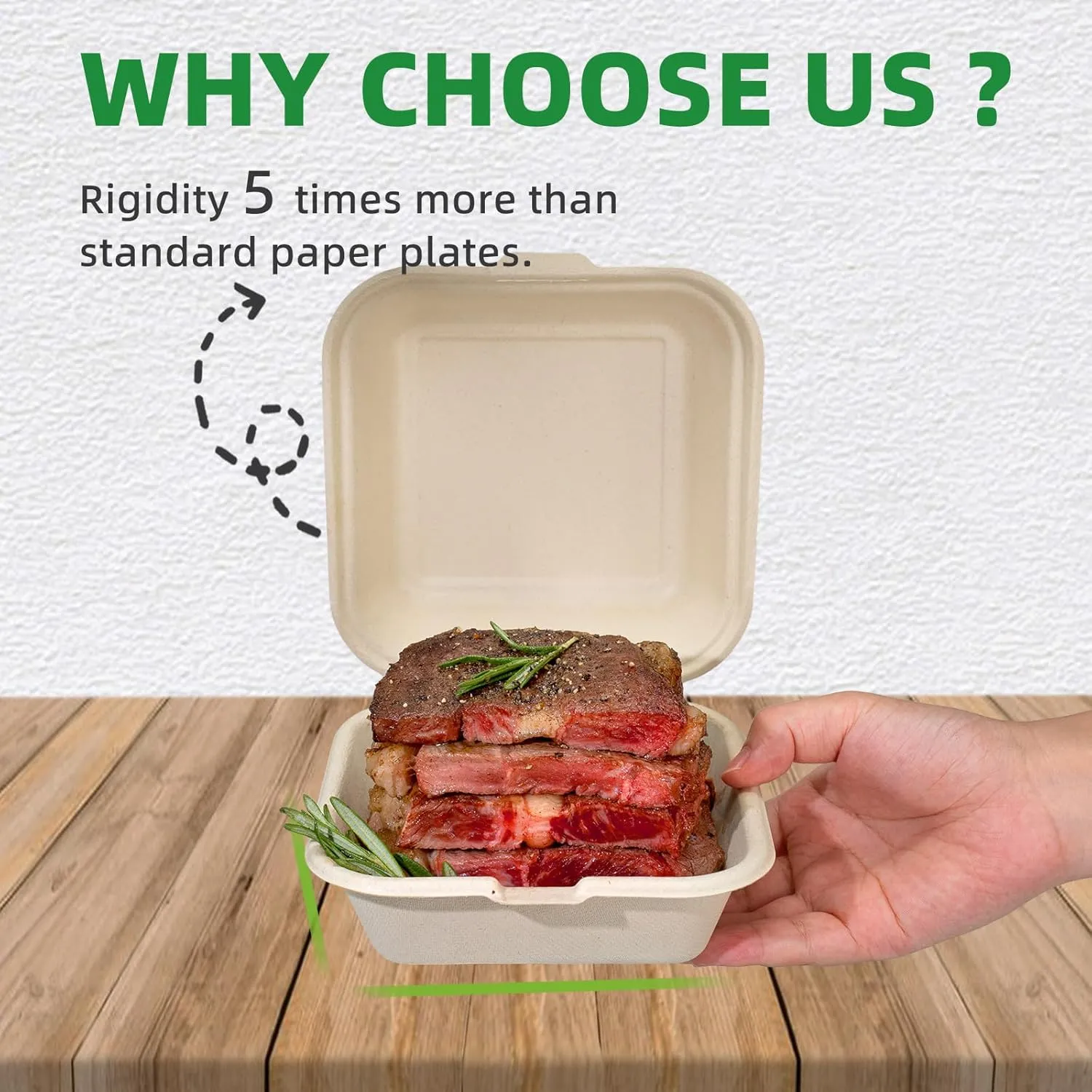 125 Pack 6x6 Inch Clamshell Take Out Food Containers,100% Compostable Disposable To Go Containers with Lid,Square Small Lunch Box,Heavy Duty,Eco-Friendly Biodegradable Bagasse Take Out Boxes