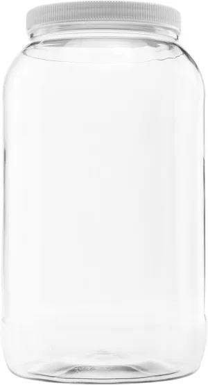 128 Ounce Plastic Gallon Jar with 110/400 Leak Proof Seal Lid - Food Grade and BPA Free (128oz, 1pk)