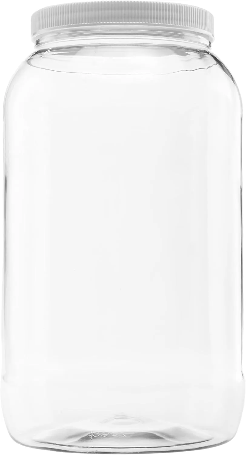 128 Ounce Plastic Gallon Jar with 110/400 Leak Proof Seal Lid - Food Grade and BPA Free (128oz, 1pk)