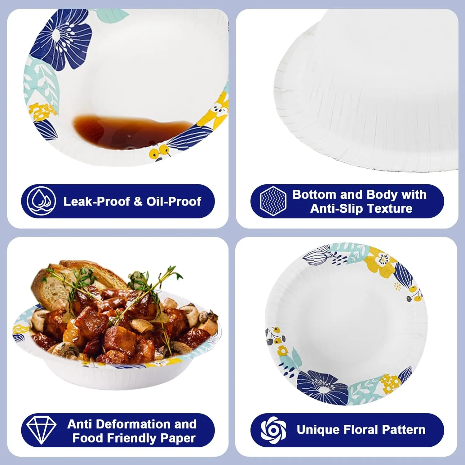 150 Packs Paper Bowls, 20 oz Disposable Bowls, Heavy Duty Paper Bowl for Hot Soup and Salad, Bulk Bowls for Party and Picnics