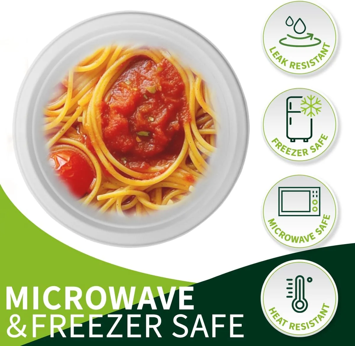 150 Pieces 10" White Compostable Sugarcane Fiber Plates - Heavy Duty, Microwave & Freezer Safe, BPA Free, Biodegradable - Perfect for Daily Meals, Parties, Weddings
