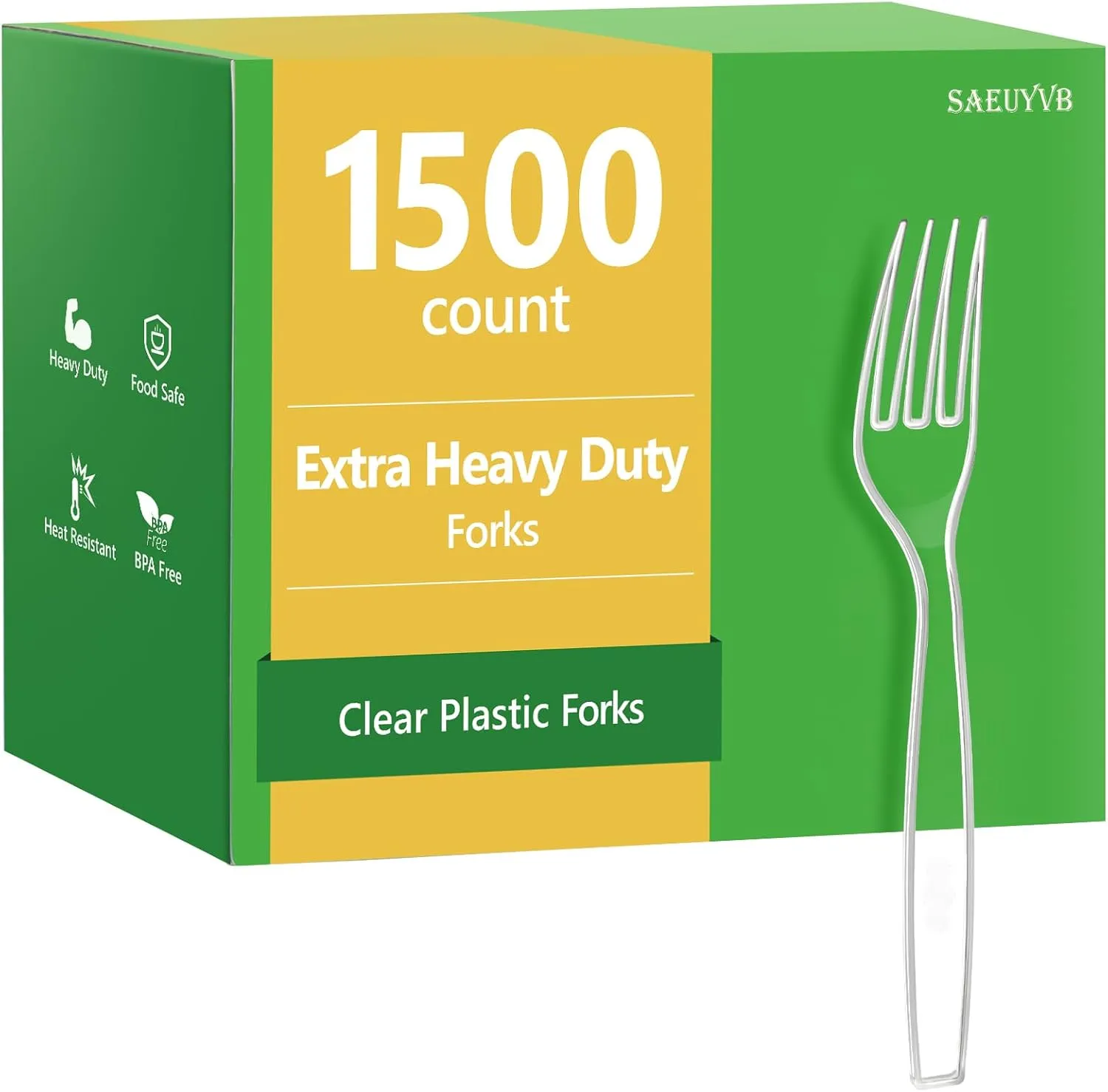 1500 Count Plastic Forks Heavy Duty, Plastic Silverware Clear Forks, Premium Disposable Forks Bulk, BPA-Free, Heat Resistant, Suitable for Parties, Events and Everyday Use