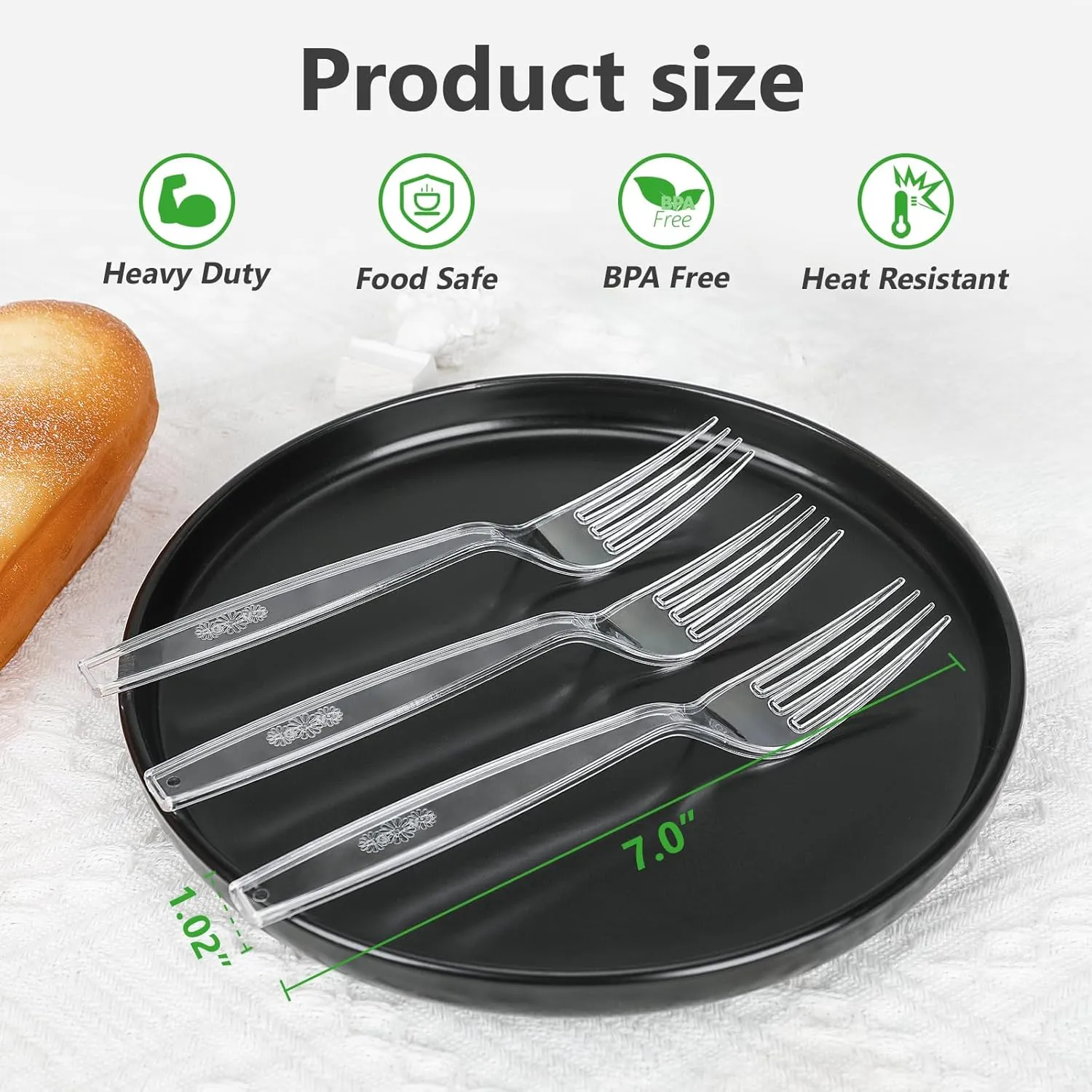 1500 Count Plastic Forks Heavy Duty, Plastic Silverware Clear Forks, Premium Disposable Forks Bulk, BPA-Free, Heat Resistant, Suitable for Parties, Events and Everyday Use