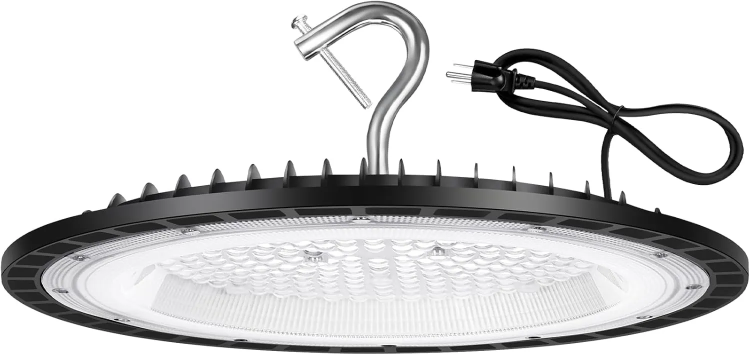 150W UFO Led High Bay Light Fixture,6000K Daylight Commercial Shop Bay Lighting,120VAC,21000LM,[650W MH/HPS Equiv.] US Plug Area Lighting for Garage/Warehouse/Barn/Gym/Factory/Workshop