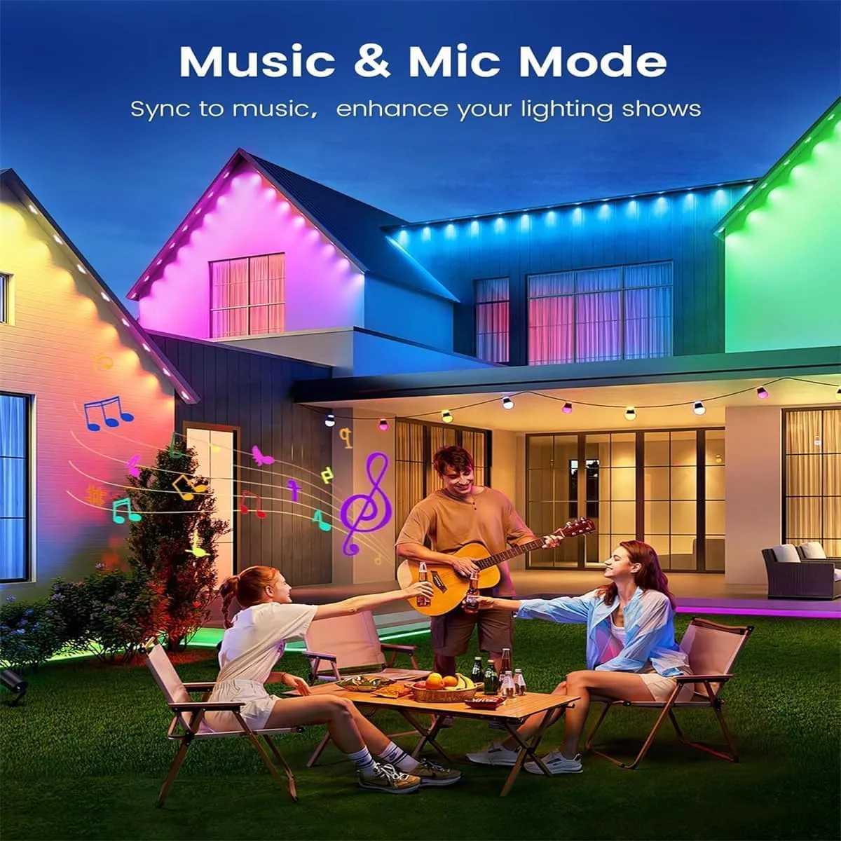 180FT Permanent Outdoor RGB Lights - IP67 Waterproof with Smart App Control Remote, DIY Scene Modes, Music Synchronization, Eaves Lights for Garden Decor, Deck, Party, Party,Roof