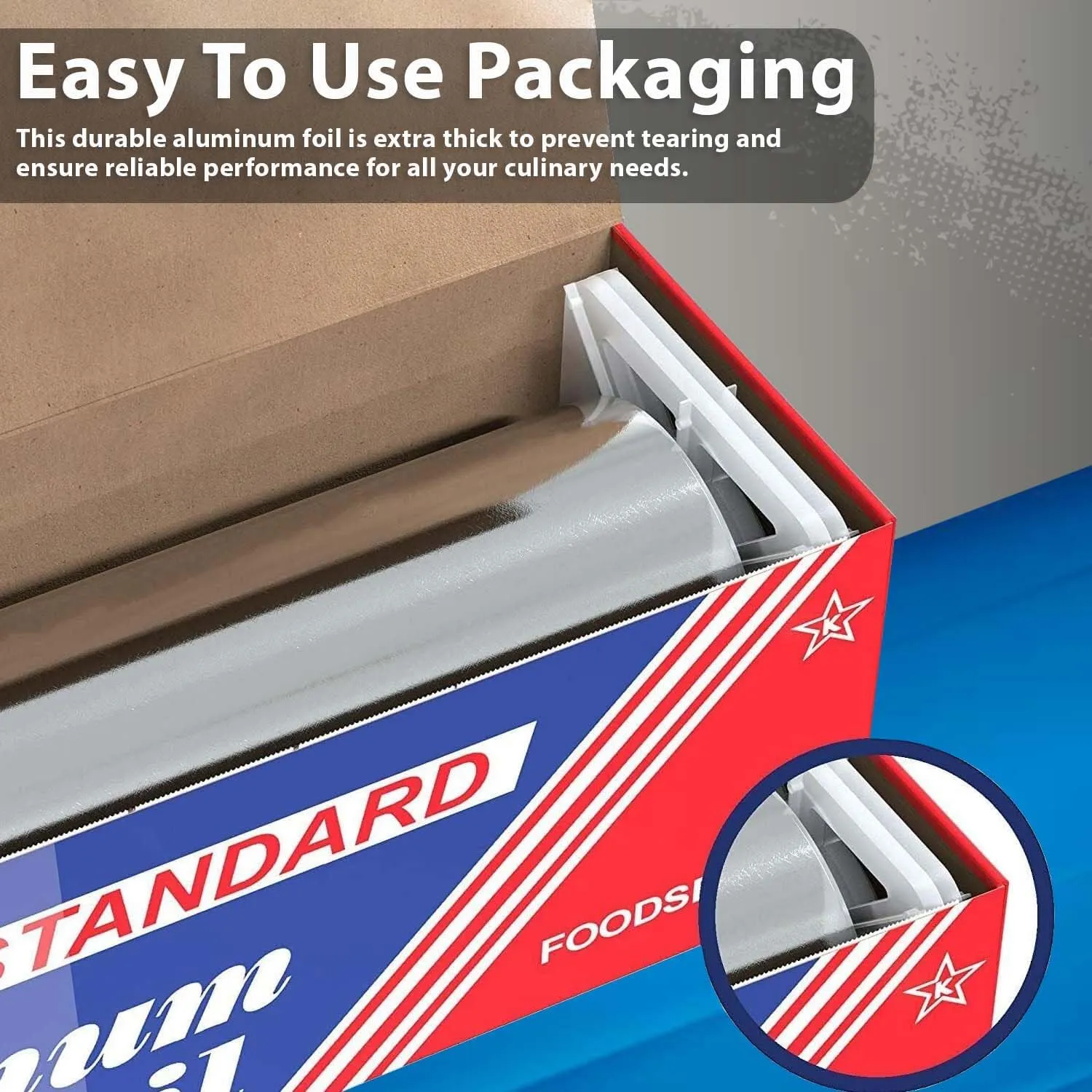 18" x 500" (1 Pack) Standard Aluminum Foil Roll - Food Service Heavy Duty Aluminum Foil Roll - Commercial Grade Disposable Foil for Food Service Industry and Home Use