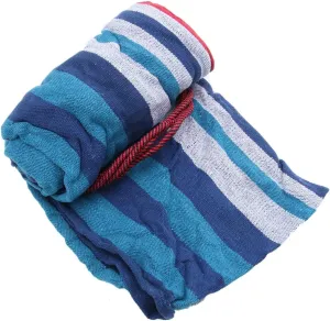 1Pc Outdoor Canvas Hammock Thickened Blue and White Hanging Chair for Camping Garden Patio and Outdoor Leisure Activities Strong and Comfortable Design