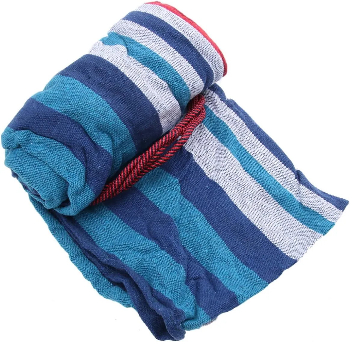 1Pc Outdoor Canvas Hammock Thickened Blue and White Hanging Chair for Camping Garden Patio and Outdoor Leisure Activities Strong and Comfortable Design