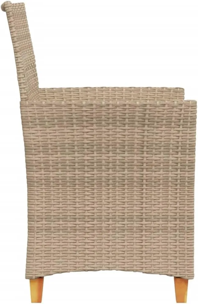 2-Piece Patio Chairs Set with Cushions, Beige PE Rattan & Solid Wood Outdoor Furniture, 23.2"x24"x35.4" Weather-Resistant Lounge Chairs for Backyard Poolside Deck (242.5lb Capacity)