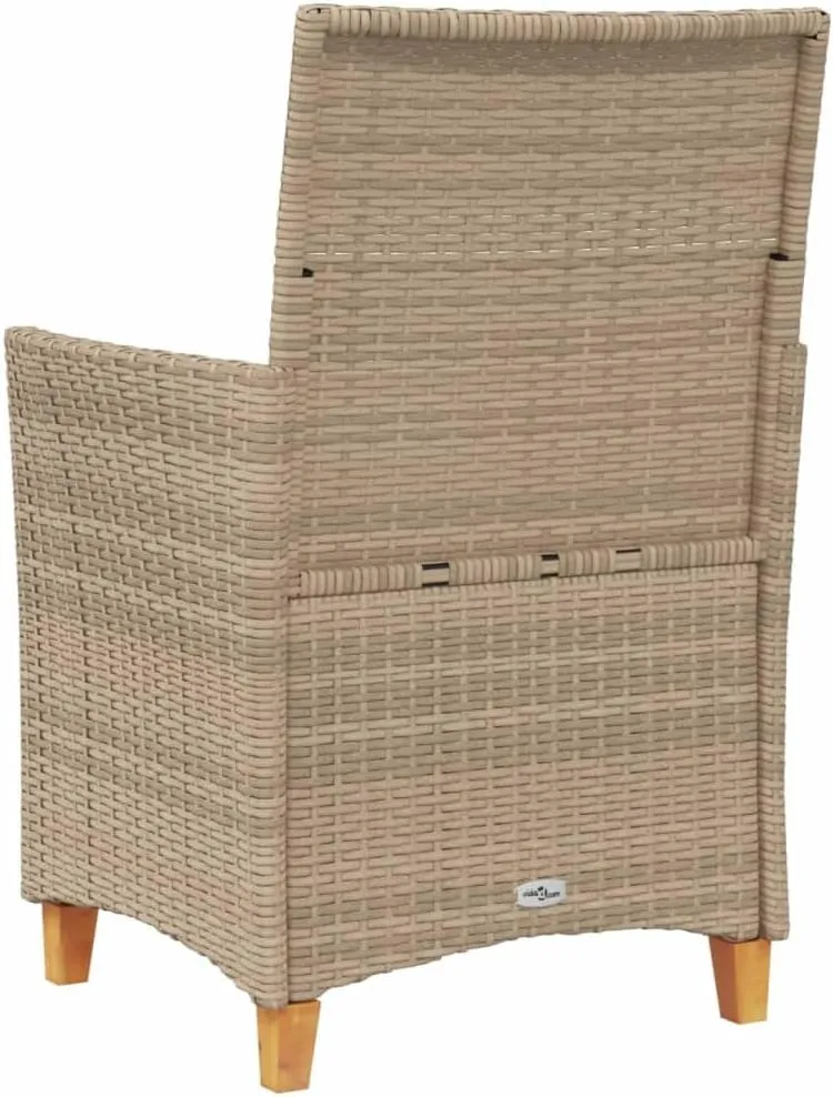 2-Piece Patio Chairs Set with Cushions, Beige PE Rattan & Solid Wood Outdoor Furniture, 23.2"x24"x35.4" Weather-Resistant Lounge Chairs for Backyard Poolside Deck (242.5lb Capacity)