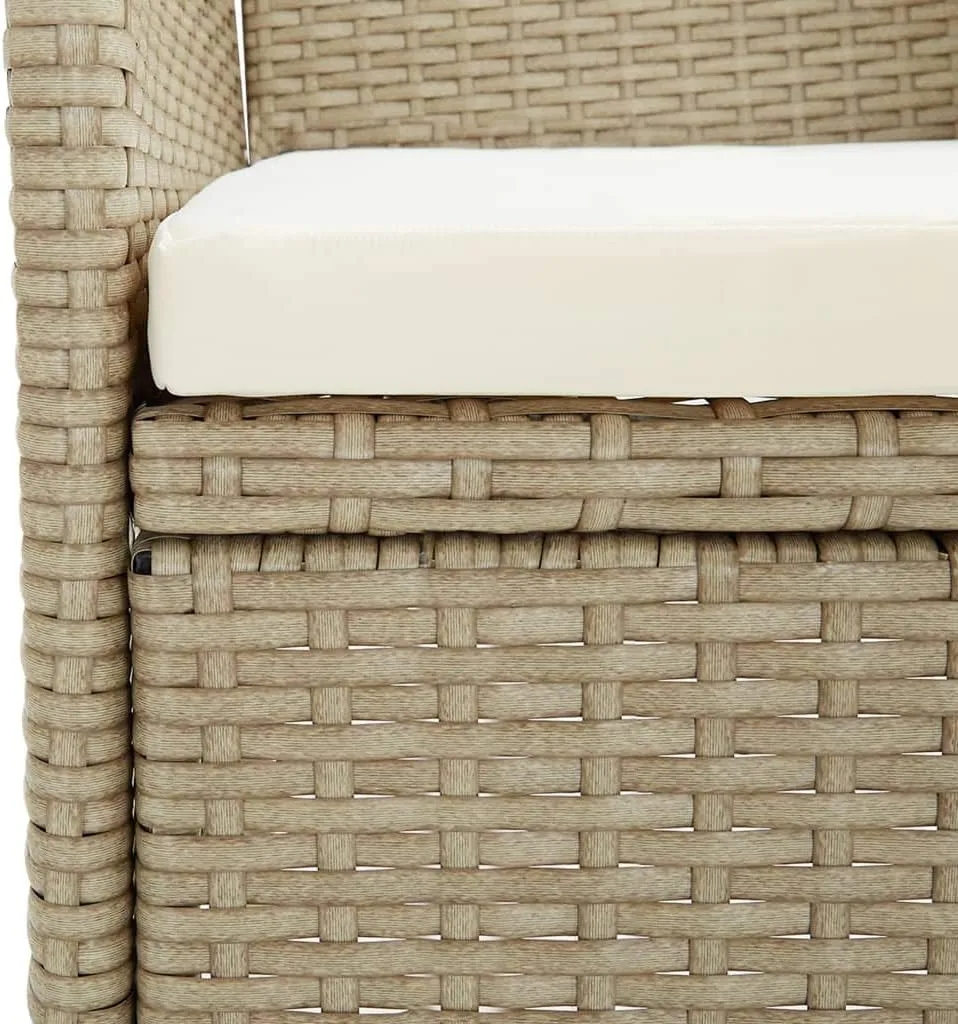 2-Piece Poly Rattan Dining Chairs Outdoor Patio Furniture Set with Steel Frame Beige Modern Design and Cream Cushions for Backyard Poolside Camping