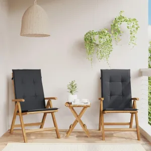 2-Piece Solid Teak Wood Reclining Patio Chairs with Cushions, Adjustable Backrest & Foldable Outdoor Lounge Chairs for Poolside, Beach, and Backyard Relaxation