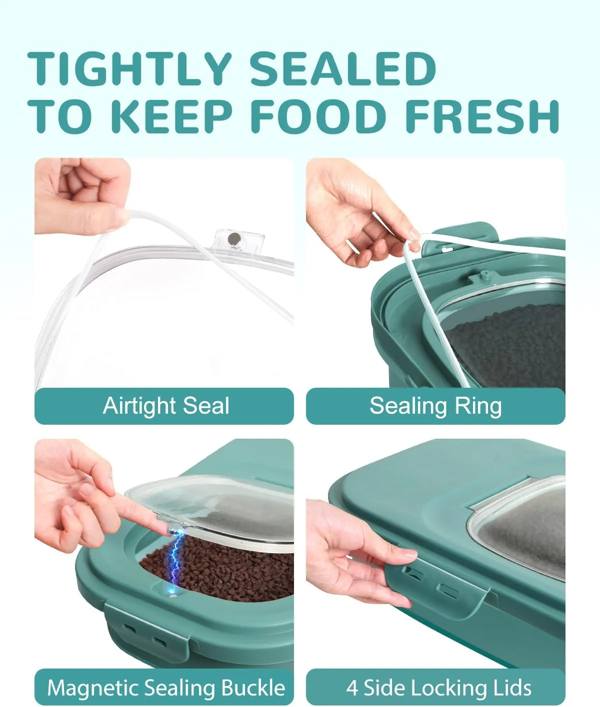 20-23 Lbs Dog Food Storage Container - Collapsible Dog Food Container with Attachable Casters and Scoop,Travel Silicone Bowl, Pet Food Storage Containers to Keep Dry Food Fresh,Easy to Move