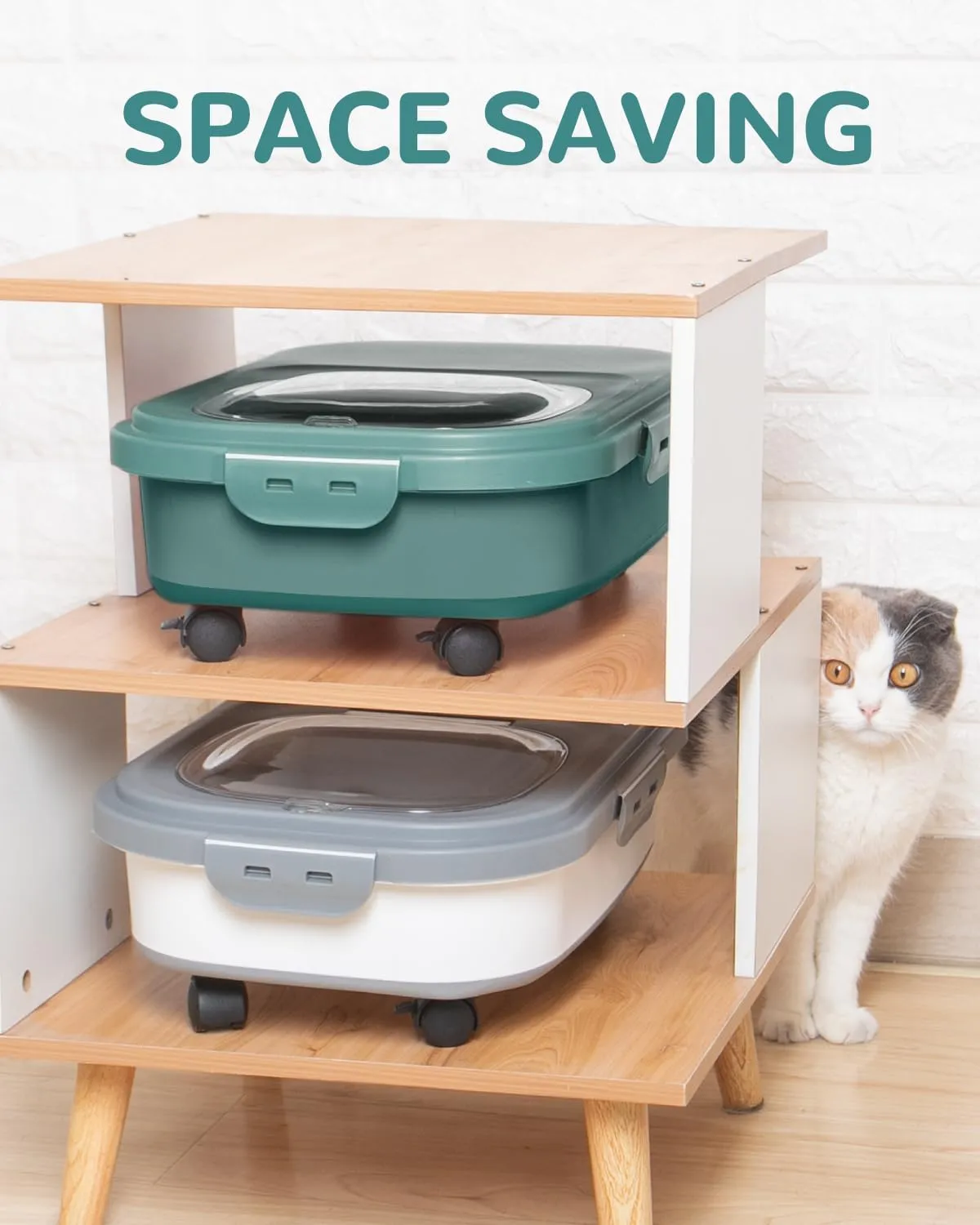 20-23 Lbs Dog Food Storage Container - Collapsible Dog Food Container with Attachable Casters and Scoop,Travel Silicone Bowl, Pet Food Storage Containers to Keep Dry Food Fresh,Easy to Move