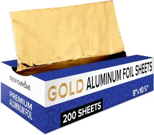 200-Pack Pre-Cut Aluminum Foil Sheets - 9' Pop Up Foil for Restaurant, Food Wrapping & Hair Highlighting