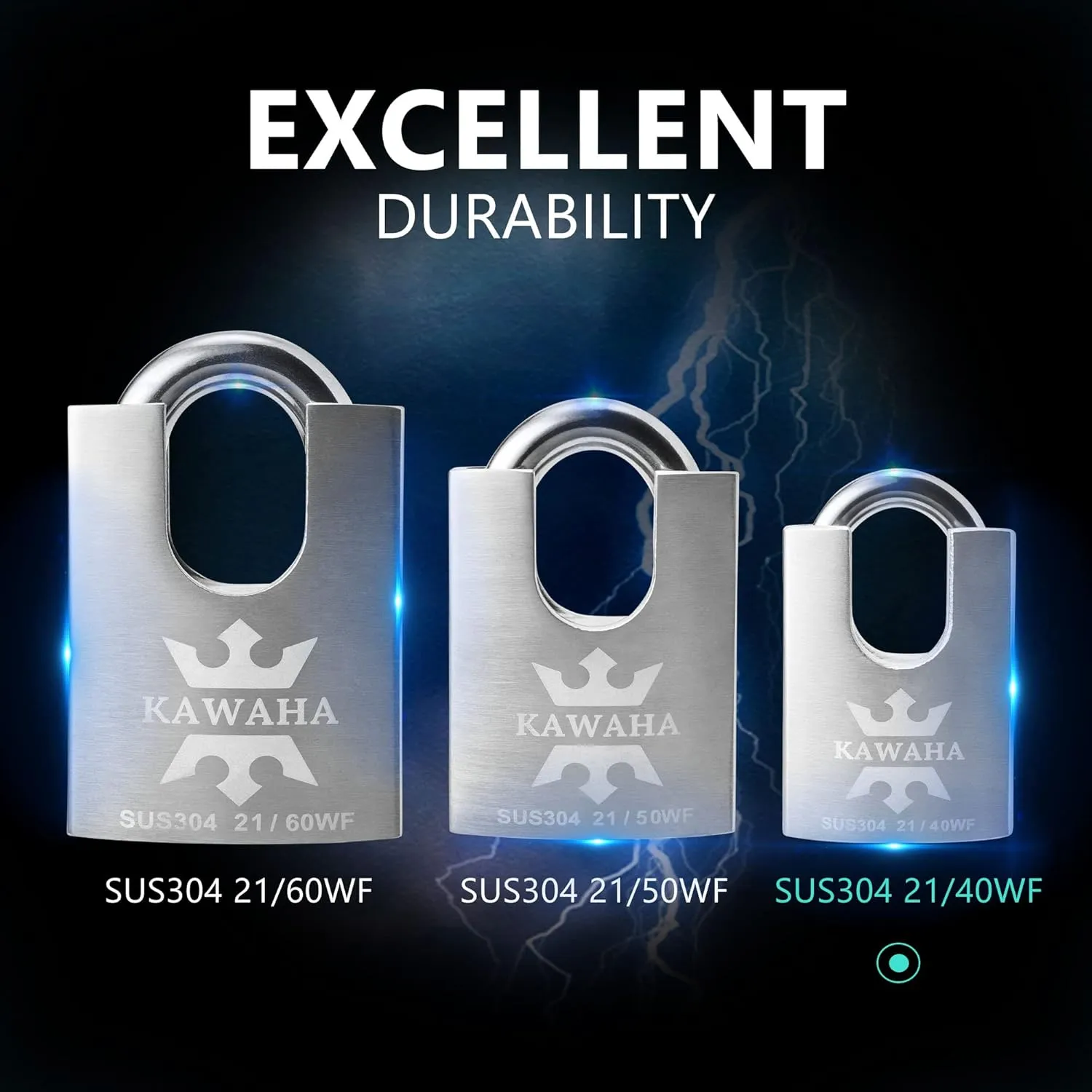 21/40KD-5SK High Security Stainless Steel Shrouded Padlock with Key for Both Indoor and Outdoor use (Heavy Duty, Anti-Rust) (1-9/16 in. (40mm), Keyed Different - 5 Stainless Steel Keys)