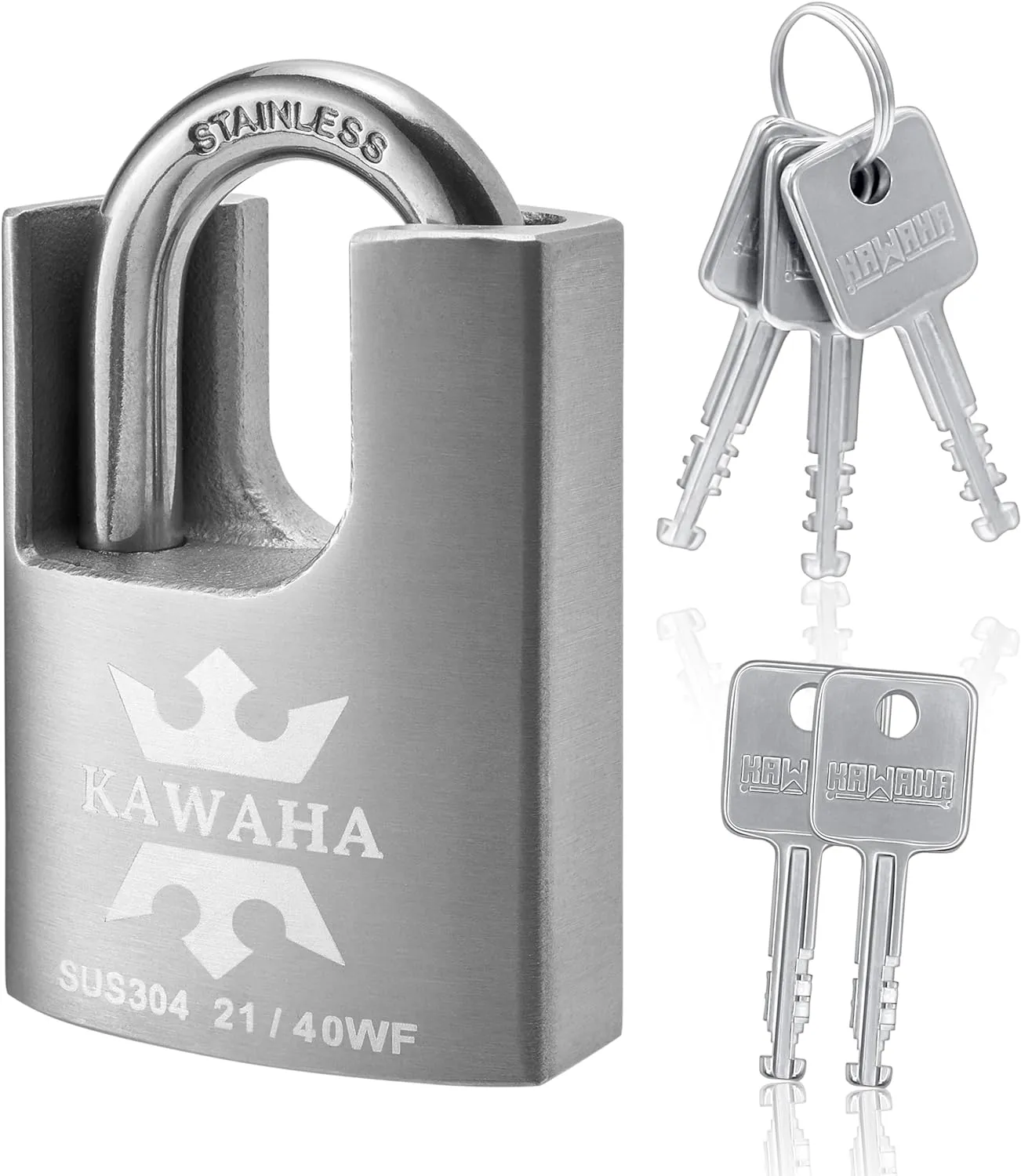 21/40KD-5SK High Security Stainless Steel Shrouded Padlock with Key for Both Indoor and Outdoor use (Heavy Duty, Anti-Rust) (1-9/16 in. (40mm), Keyed Different - 5 Stainless Steel Keys)