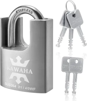 21/40KD-5SK High Security Stainless Steel Shrouded Padlock with Key for Both Indoor and Outdoor use (Heavy Duty, Anti-Rust) (1-9/16 in. (40mm), Keyed Different - 5 Stainless Steel Keys)