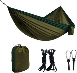 220lbs Capacity Adult Hammock – Portable Outdoor Camping Hammock with Tree Straps, Easy Setup, Green 8.8x4.6 FT