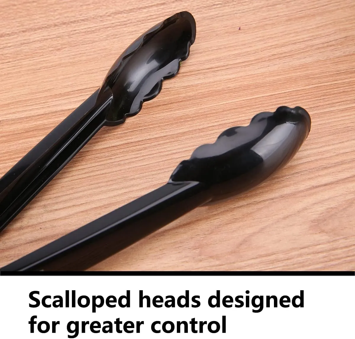 24 Pieces Plastic Salad Tongs, Black Kitchen Serving Tongs, 9 Inch Disposable Utensils Set, Heavy Duty Scalloped, Perfect for Buffets and BBQ, Food Safe Material