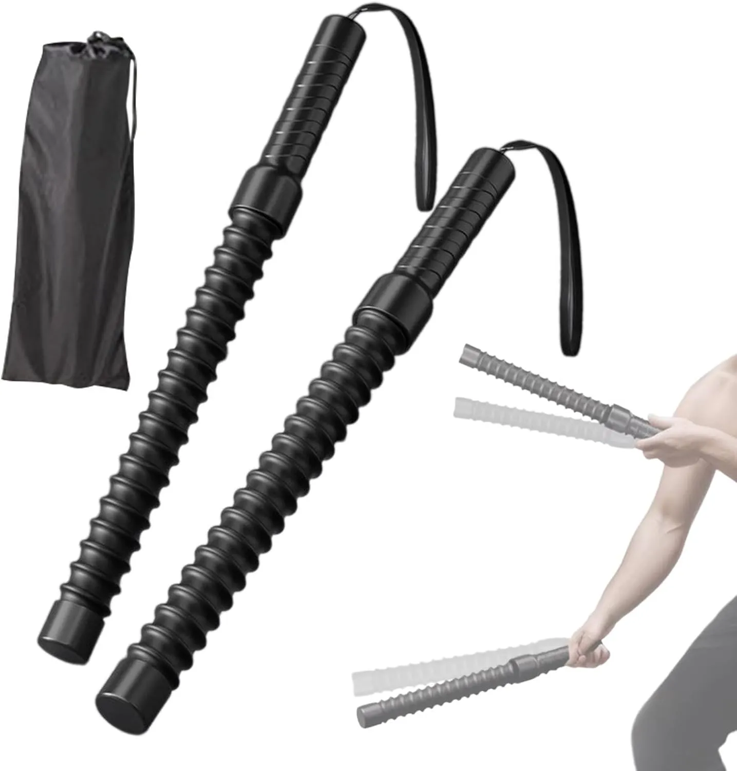 2Pcs Ropeless Battle Ropes Spring Sticks Exercise Bar Strength Conditioning Workout Ropes for Workout Training Home Battling