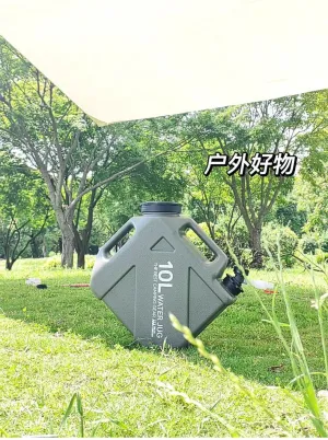 3 Gallon Water Container with Faucet, Large Capacity Water Tank with Tap Hose Multipurpose Water Reservoir for Vehicle, Car, Outdoor, Hiking, Hurricane Supplies, Emergency Water Reservoir (Khaki)