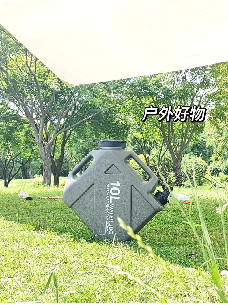 3 Gallon Water Container with Faucet, Large Capacity Water Tank with Tap Hose Multipurpose Water Reservoir for Vehicle, Car, Outdoor, Hiking, Hurricane Supplies, Emergency Water Reservoir (Khaki)