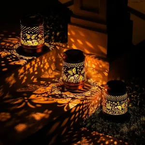 3 Pack Butterfly Solar Lanterns Waterproof Hanging Lights, Metal Decorative LED Lanterns Gifts for Women Men Garden Patio Yard Lawn Backyard Front Porch(Butterfly)