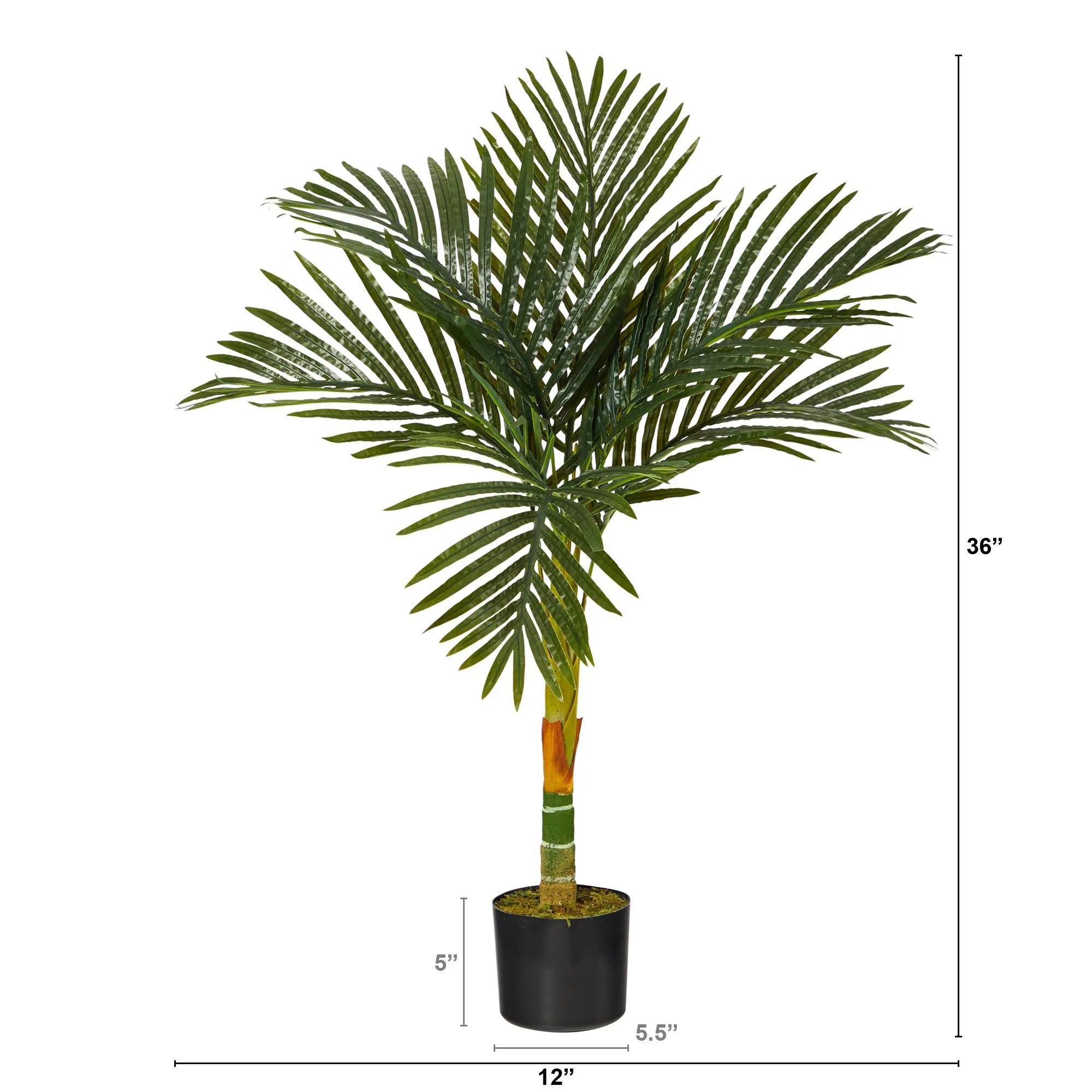 3’ Single Stalk Golden Cane Artificial Palm Tree from Nearly Natural