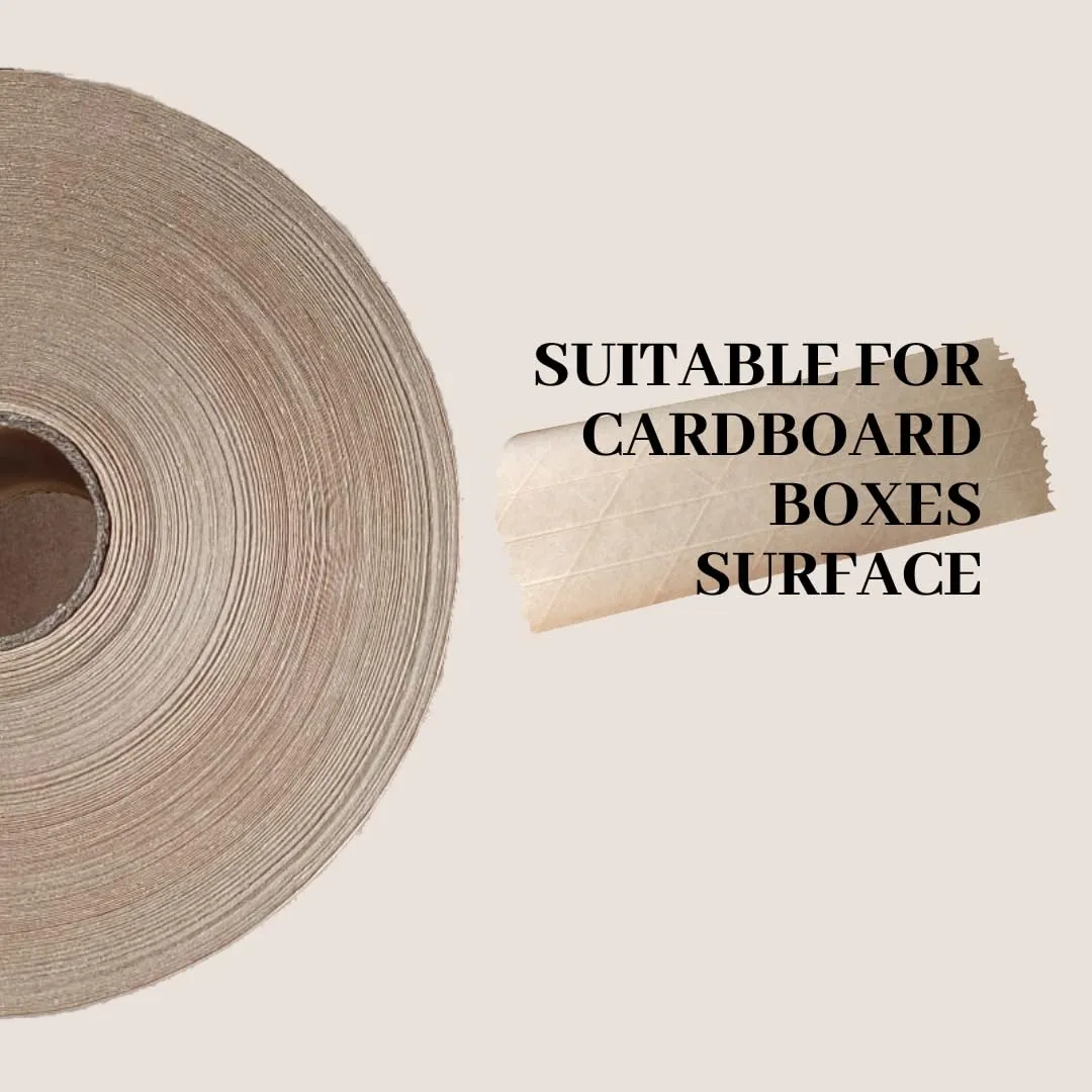 3'' x 450 Feet Reinforced Water Activated Gummed Kraft Paper Tape, for Heavy Duty Secure Packing Shipping, Tamper Evident Gummed Tape, Brown - 2 Rolls
